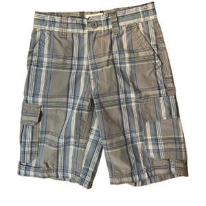 Levi's Gray and Blue Plaid Cargo Shorts Size 8